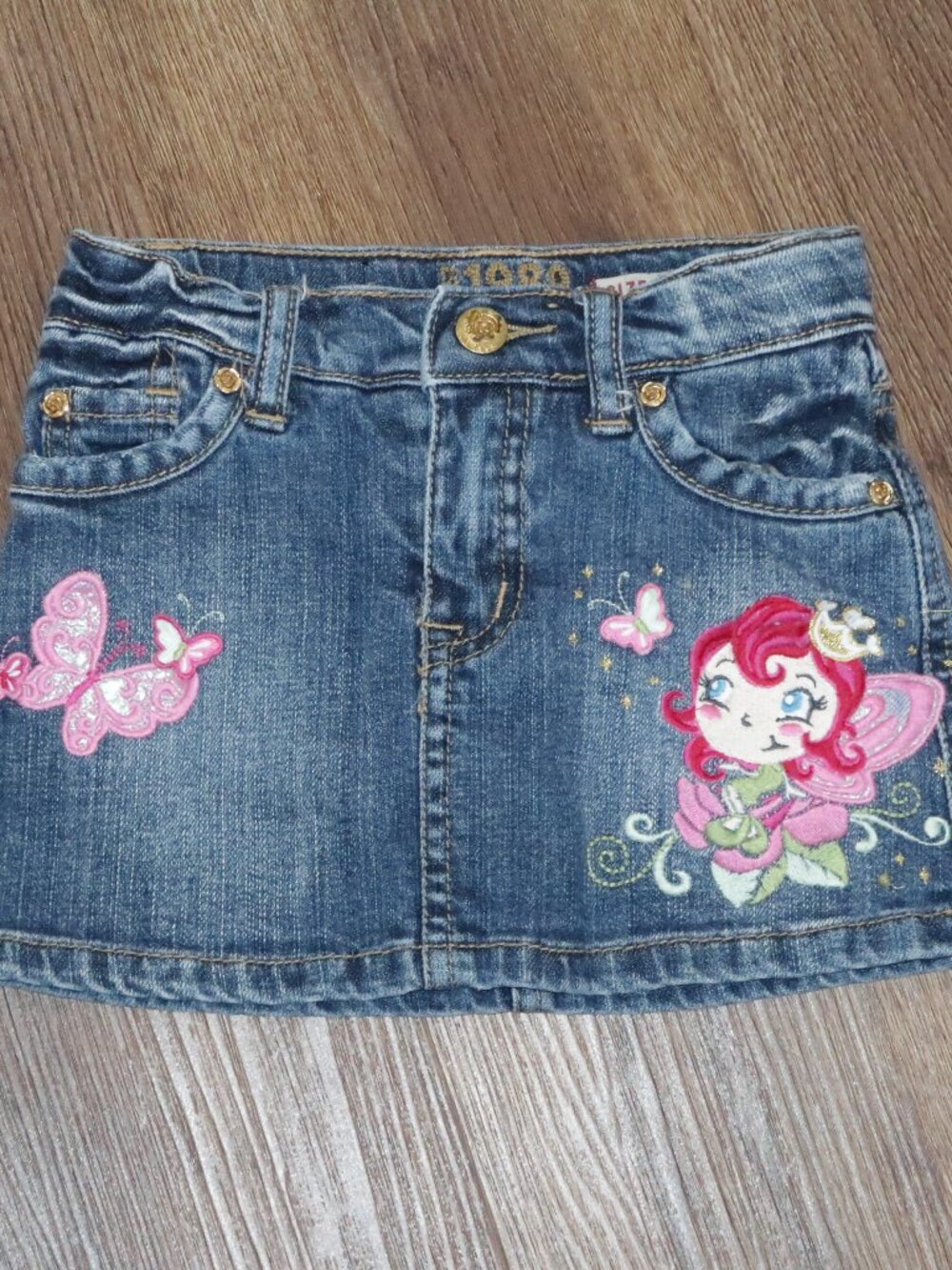 Girls The Childrens Place 1989 Embroidered Fairy Butterfly Denim Skirt Skort 24m